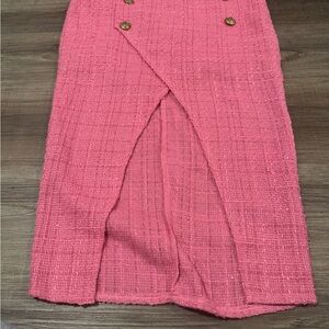 SHEIN Pink Tweed Pencil Skirt